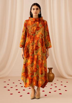 Multi Color Abstract Print Cotton Dress