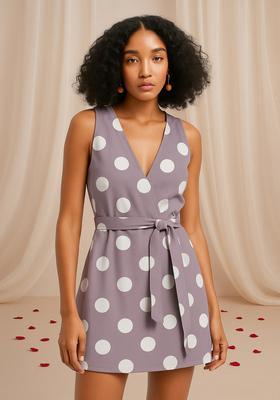 Pink Polka Dot Print Cotton Dress