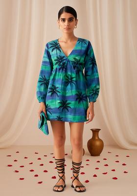 Multi Color Figure Print Cotton Dress