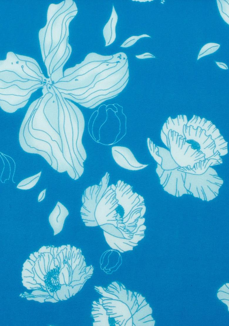 Blue Floral Print Georgette Dress - Indya