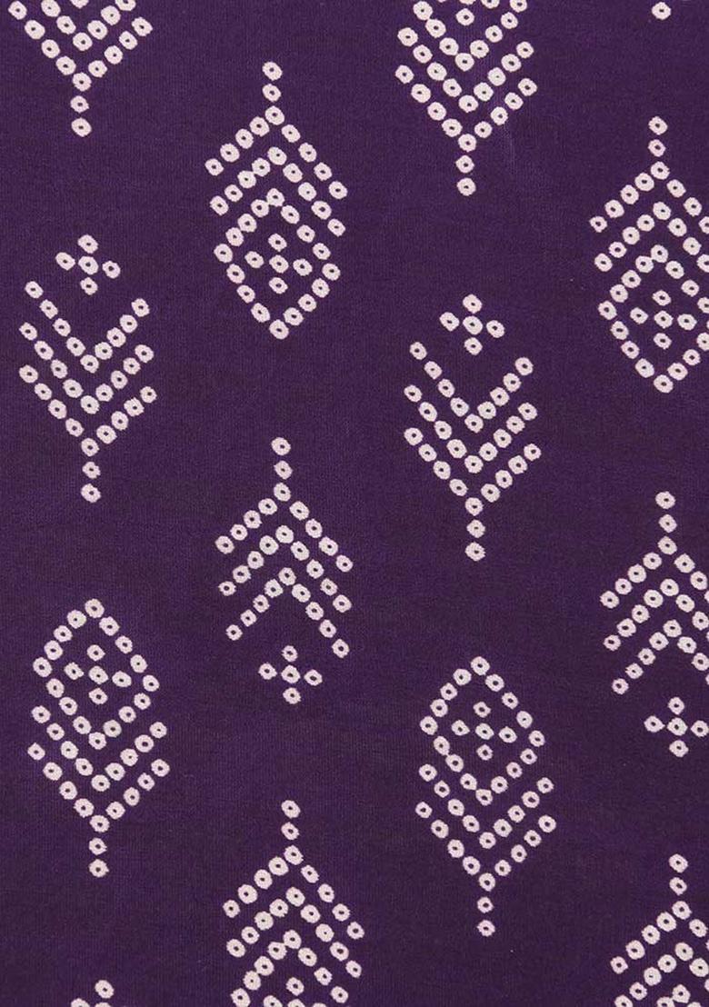Purple Bandhani Print Chanderi Dress - Indya