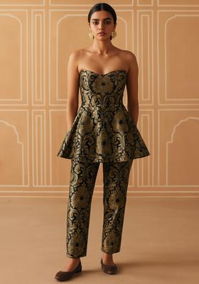 Black Brocade Co-Ord Set