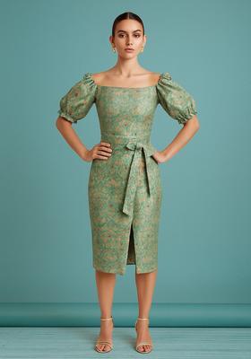 Sea Green Brocade Skirt Set