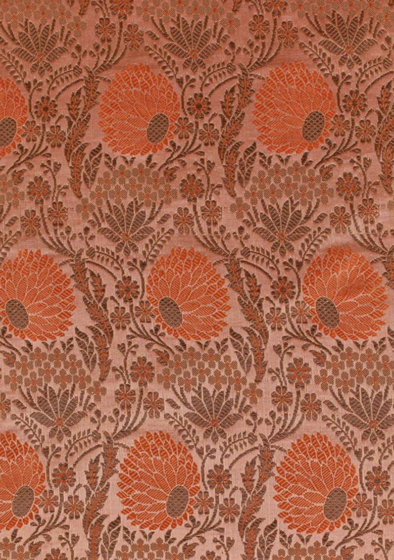 Orange Brocade Dress - Indya