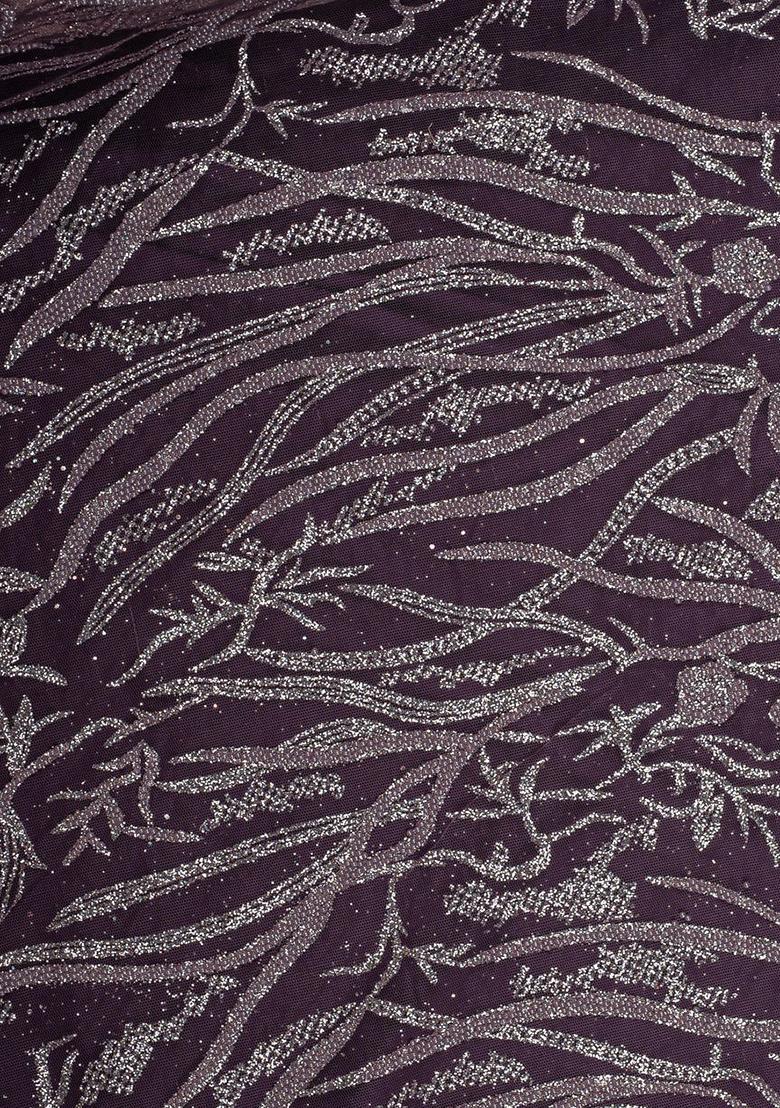 Purple Net Embellished Lehenga Set - Indya