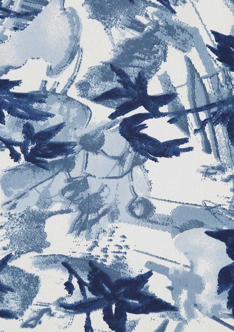Blue Crepe Floral Printed Pre Draped Saree Set - Indya