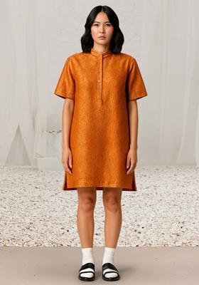 Orange Brocade Dress