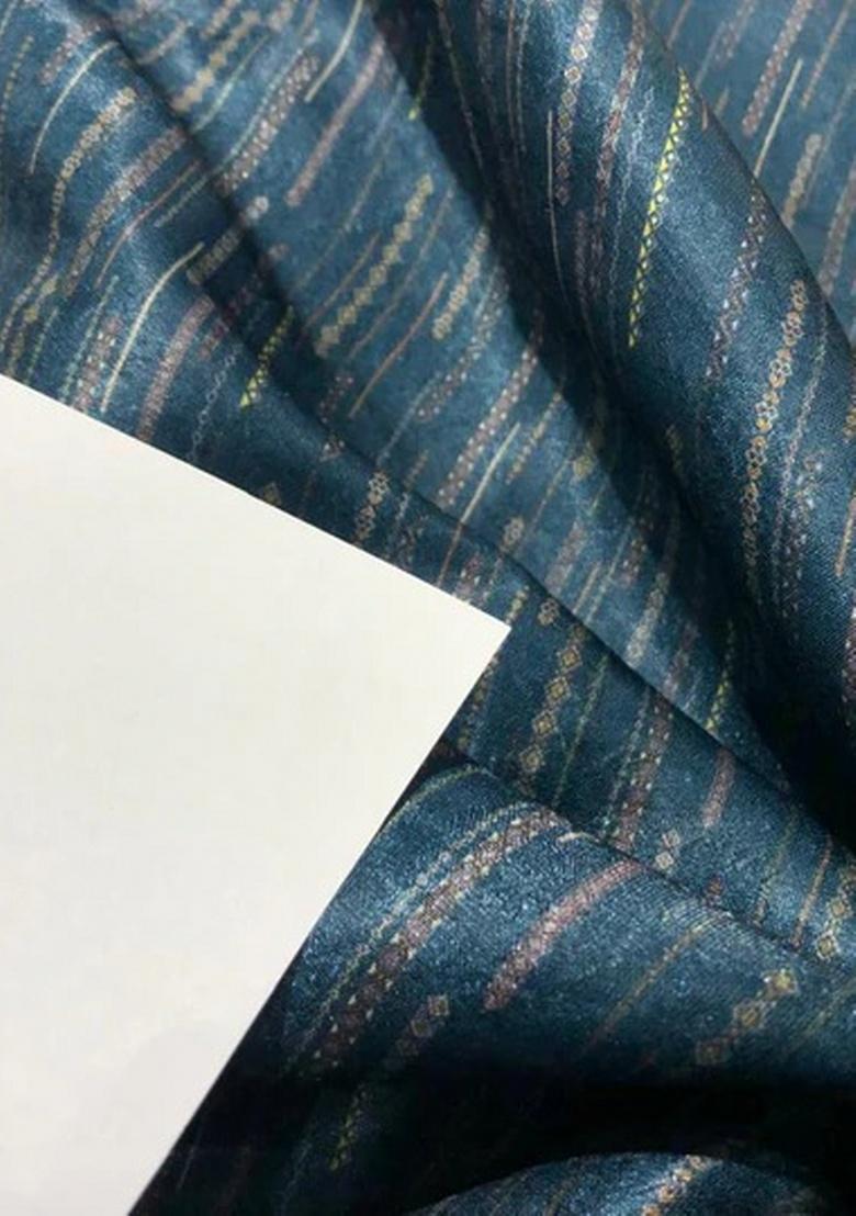 Blue Brocade Dress - Indya