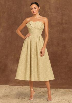 Beige Brocade Dress