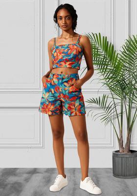 Multicolor Poplin Abstract Printed Co-Ord Set