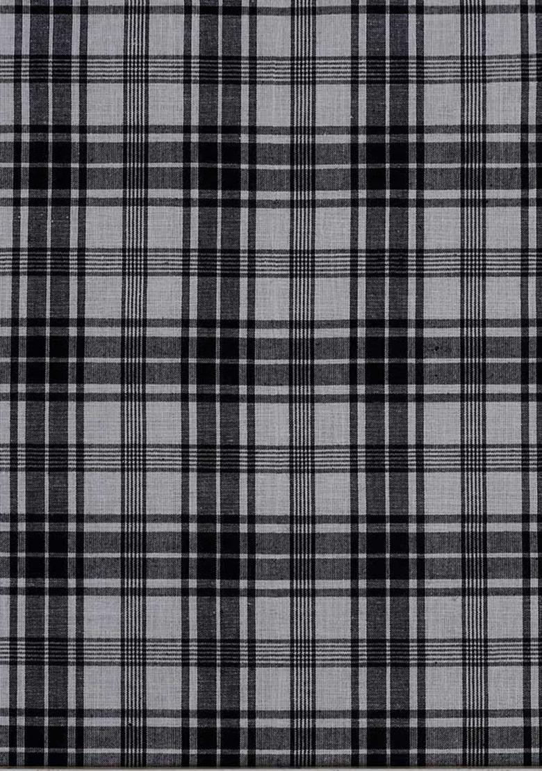 Black And White Cotton Checked Dress - Indya