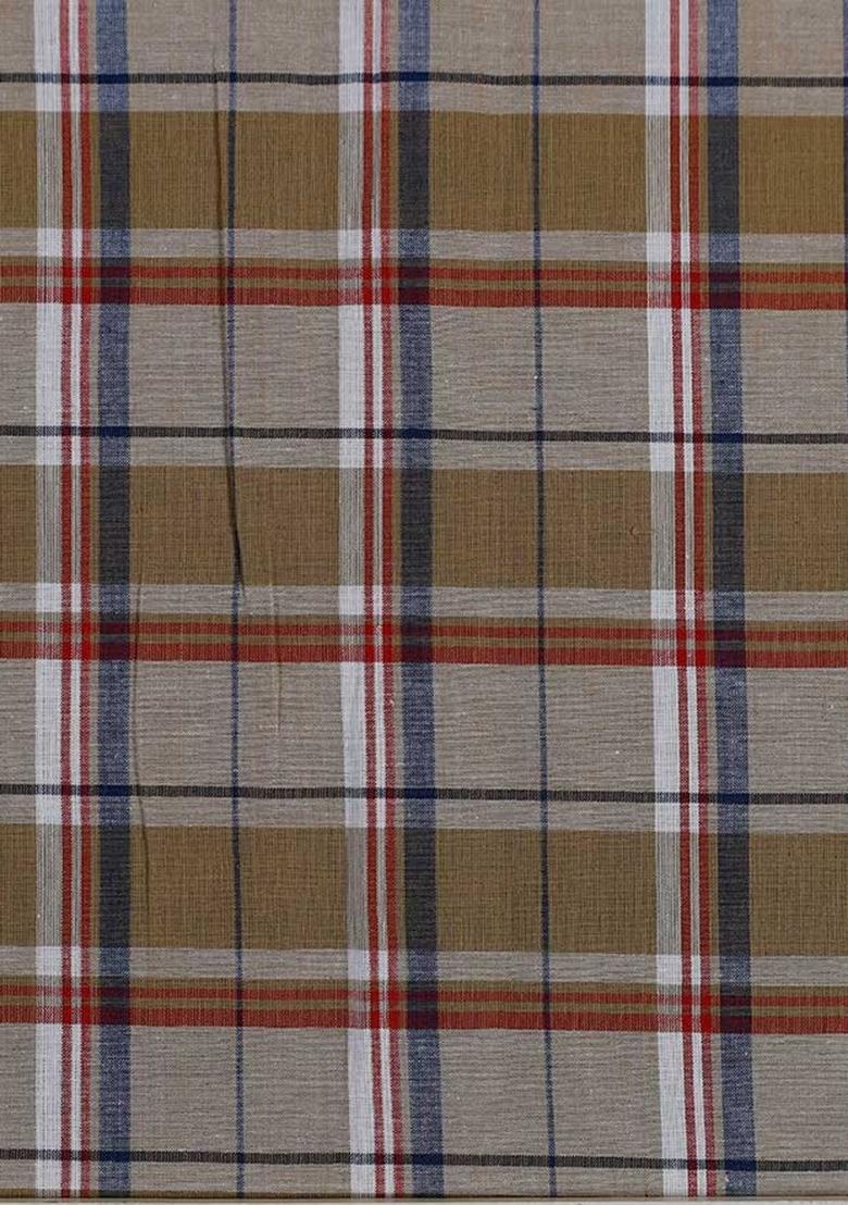 Light Brown Cotton Checked Dress - Indya
