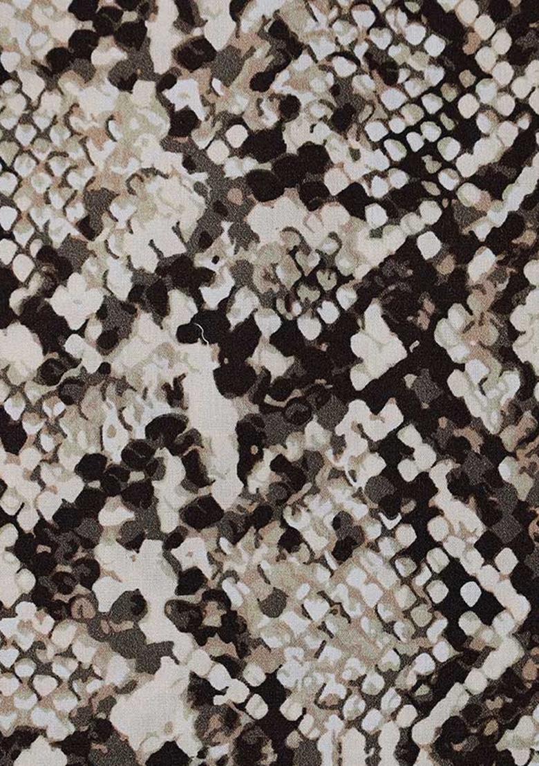 Beige Poplin Abstract Printed Dress - Indya