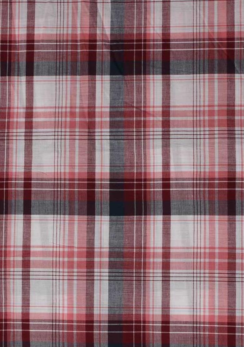 Red Cotton Checked Dress - Indya