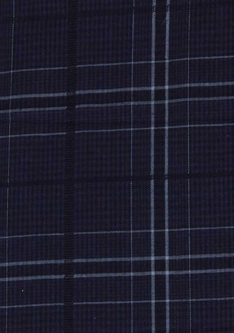 Blue Cotton Checked Dress - Indya