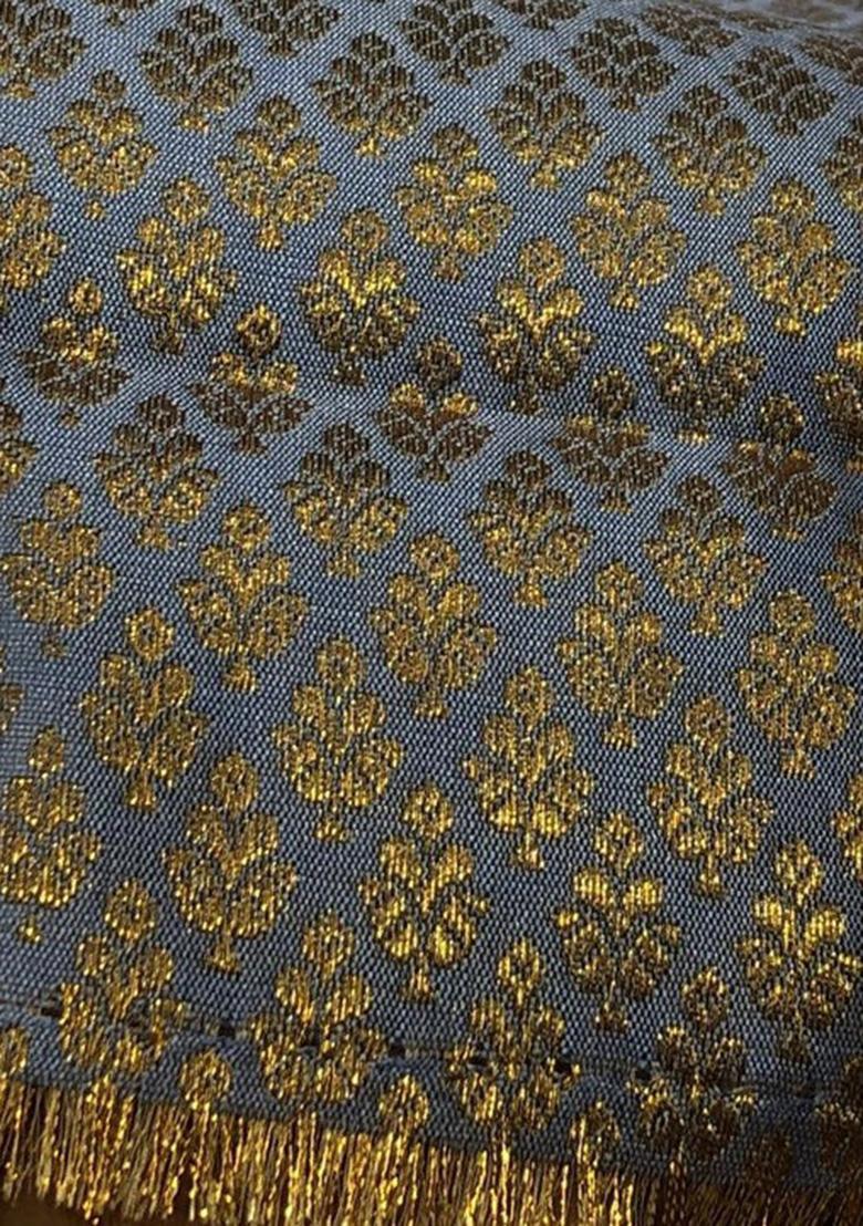Blue Brocade Dress - Indya