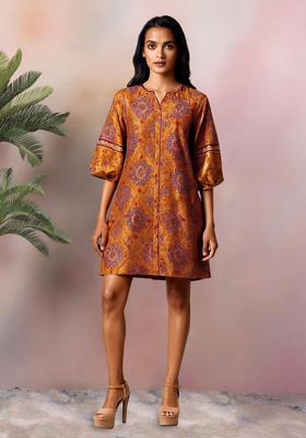 Orange Brocade Dress