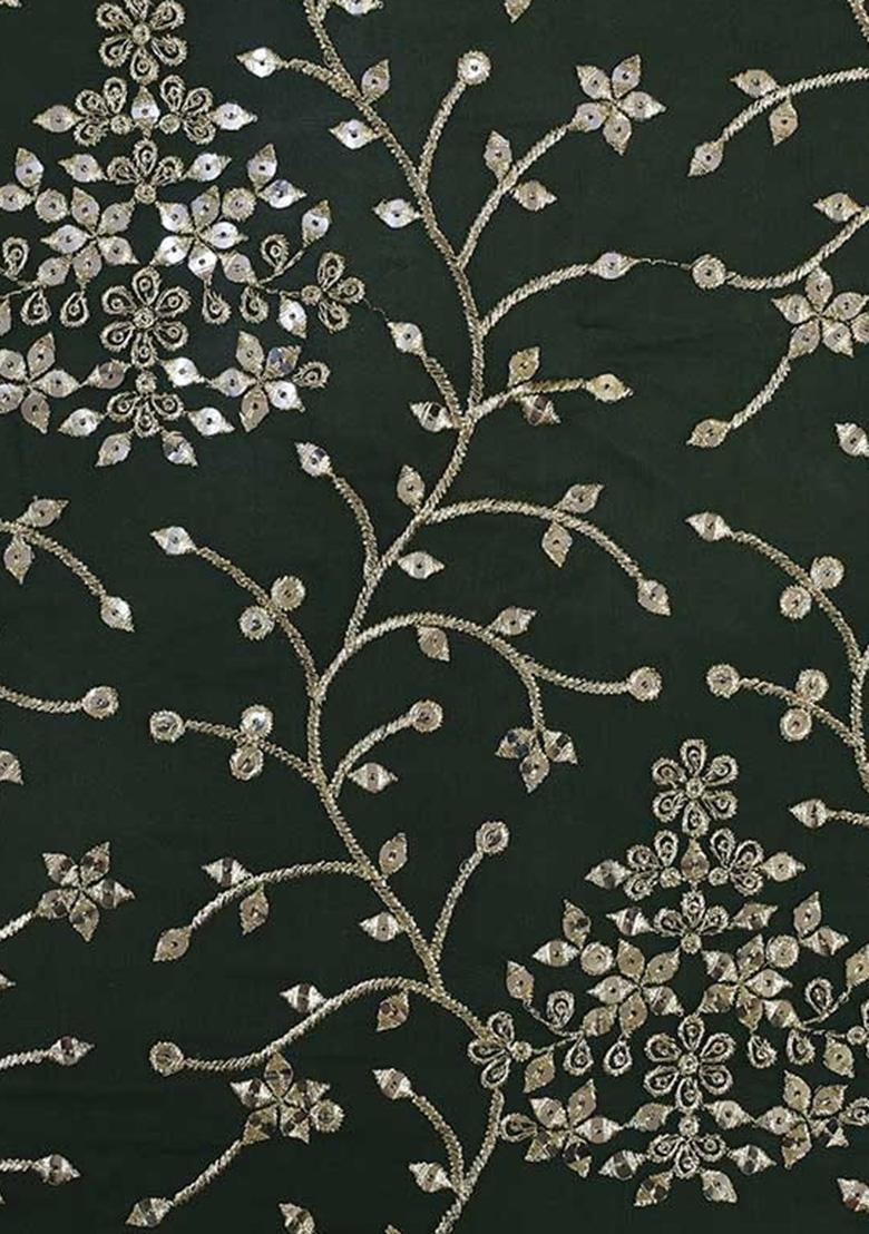 Green Embroidered Georgette Fusion Set - Indya
