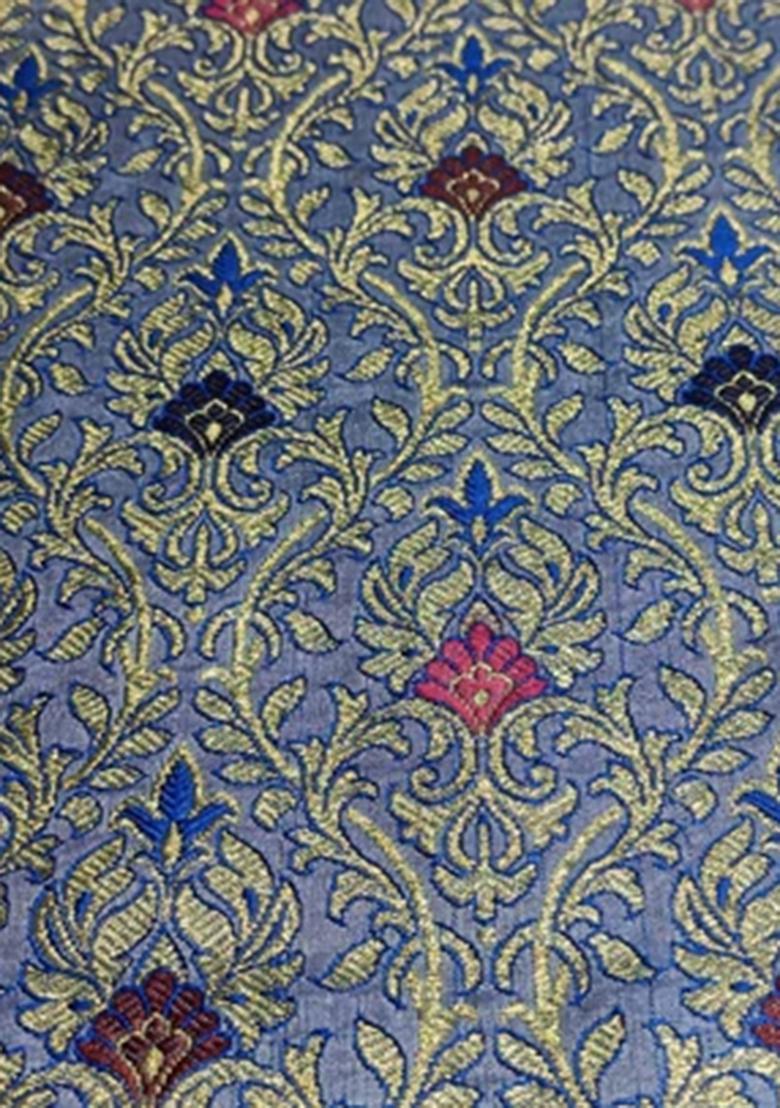 Blue Brocade Dress - Indya