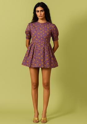 Purple Brocade Dress