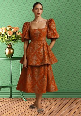 Orange Brocade Dress
