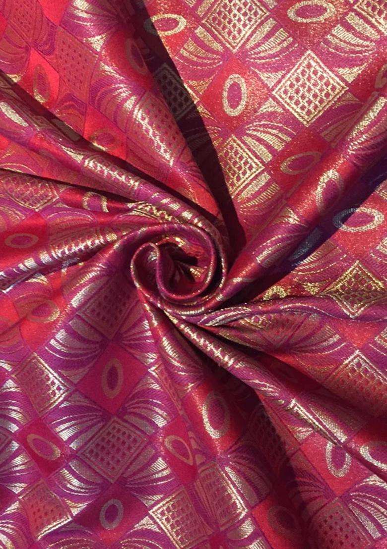 Pink And Purple Brocade Dress - Indya