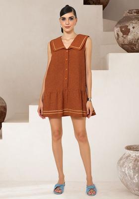 Orange Brocade Dress