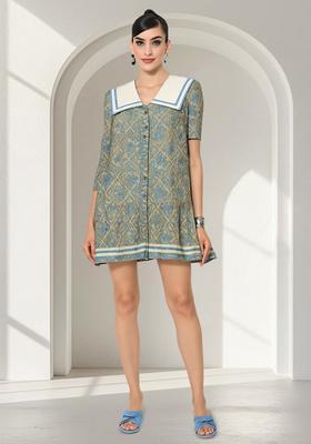 Light Blue Brocade Dress