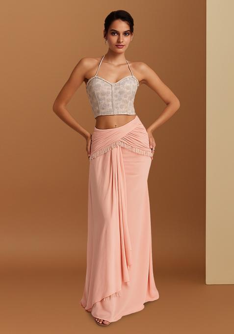 Multicolour Embroidered Silk Blend Fusion Set