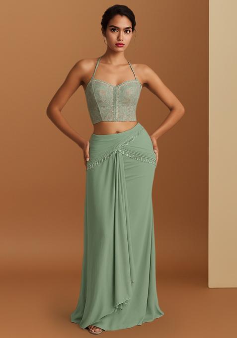 Multicolour Embroidered Silk Fusion Set