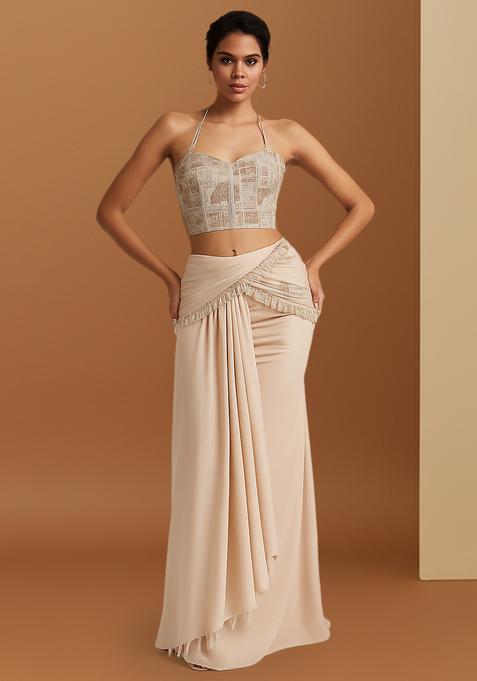 Multicolour Embroidered Silk Blend Fusion Set