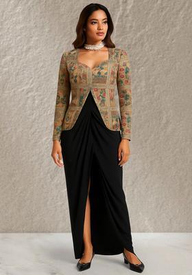 Multicolor Figure Print Silk Blend Fusion Set
