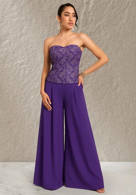 Blue Sequin Net Fusion Set