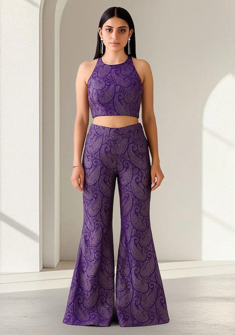 Blue Sequin Net Fusion Set