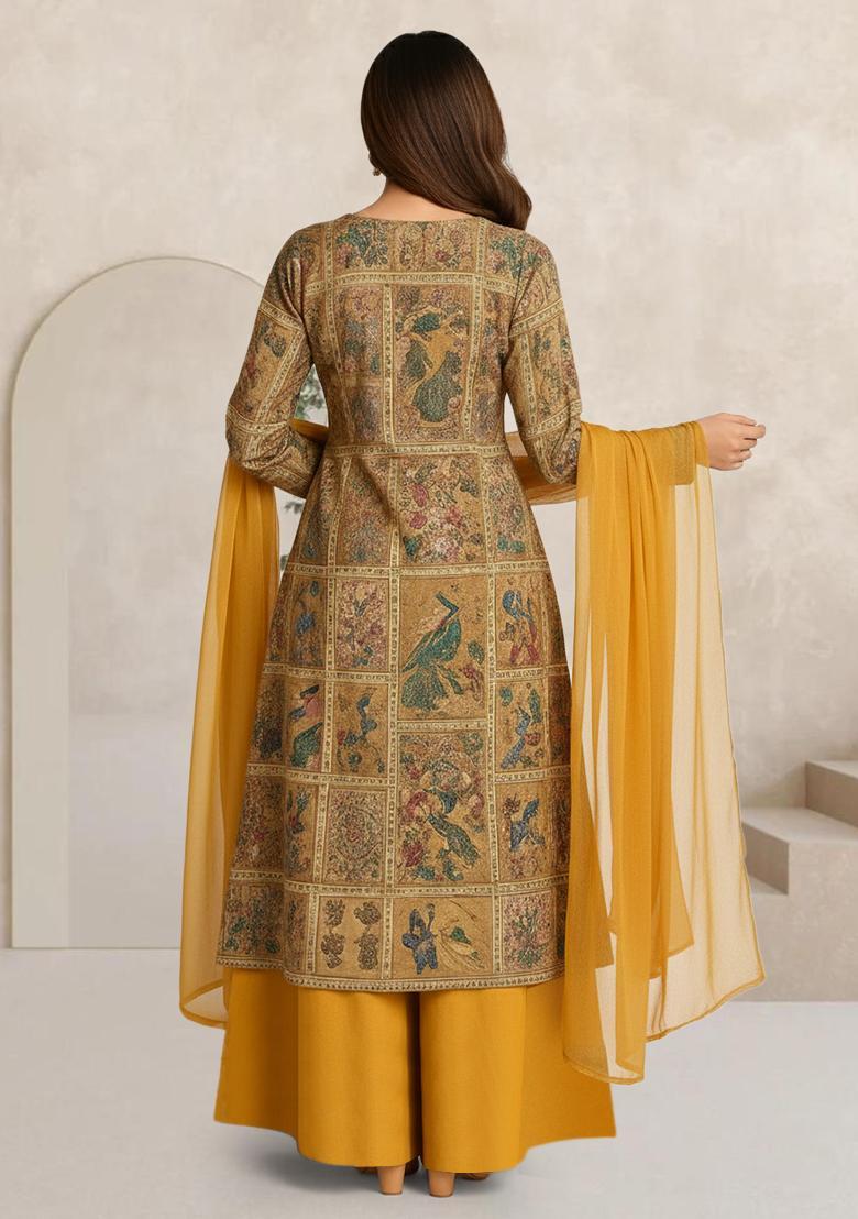 Multicolor Figure Print Silk Blend Sharara Set - Indya