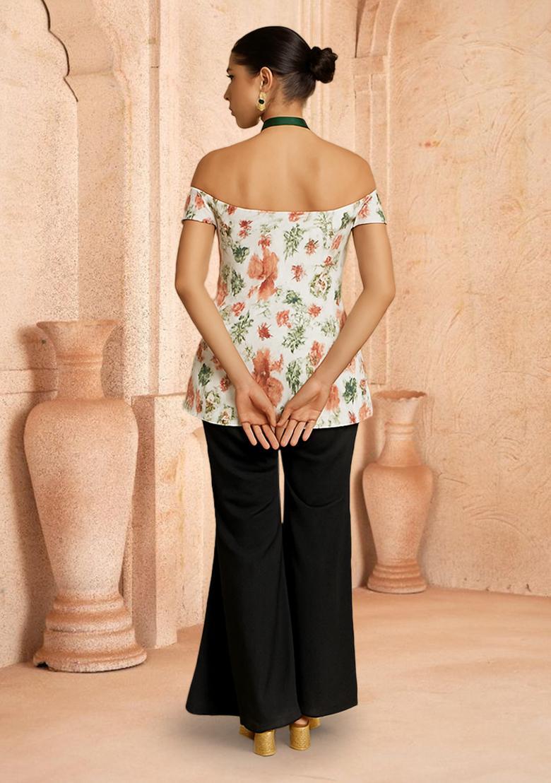 Multicolor Figure Print Silk Blend Fusion Set - Indya