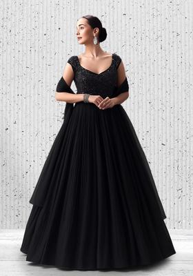 Black Sequin Net Anarkali Set