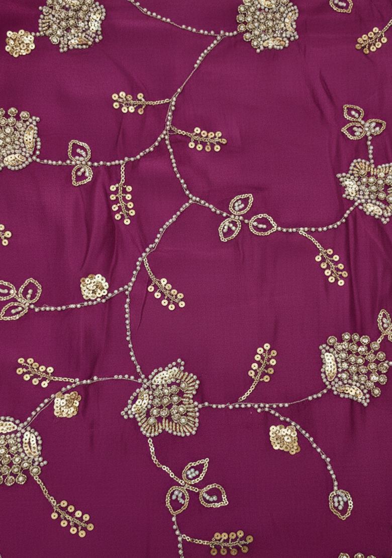 Pink Embroidered Silk Blend Pre Draped Saree Set - Indya