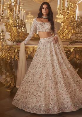 Light Beige Sequin Lehenga Set