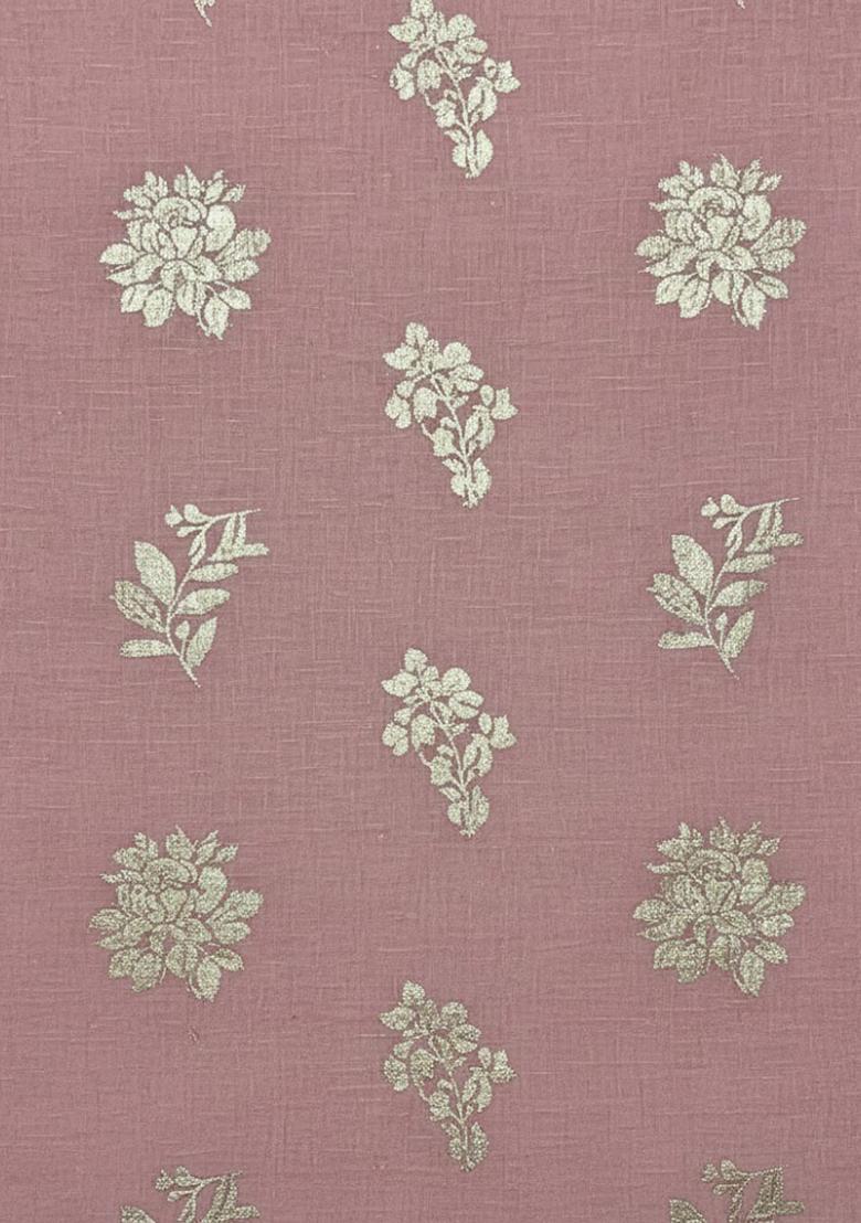 Mauve Pink Embroidered Linen Pakistani Suit Set - Indya