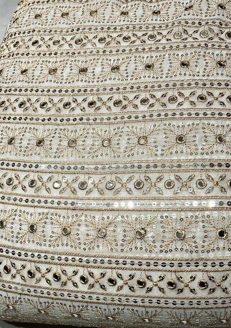 Off White Georgette Lehenga Set With Sequin Embroidery Blouse - Indya