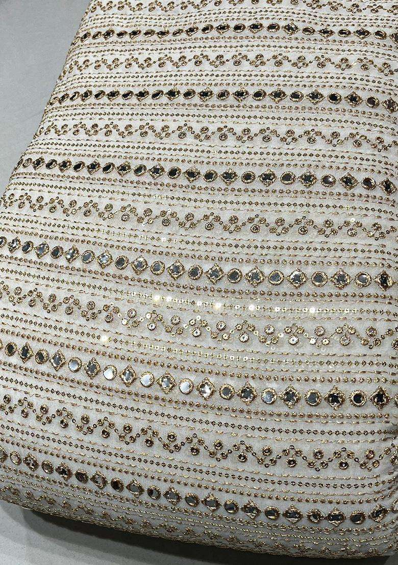 Off White Georgette Lehenga Set With Sequin Embroidery Blouse - Indya