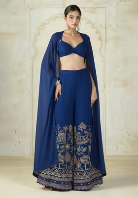 Blue Embroidered Tissue Fusion Set