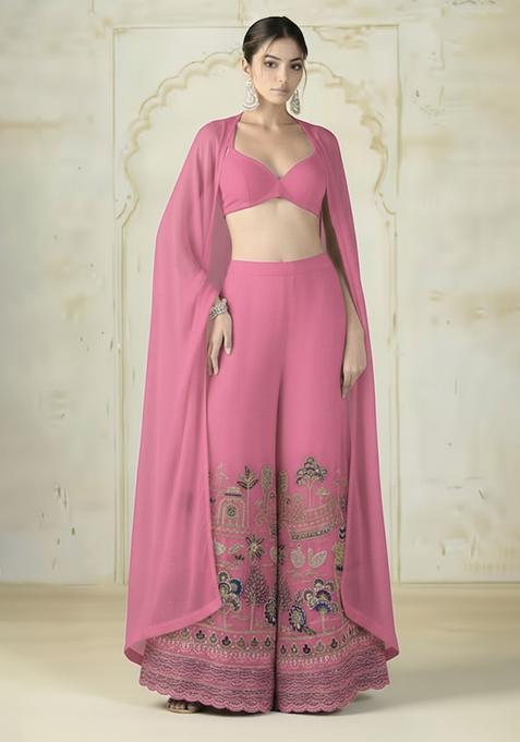 Pink Embroidered Tissue Fusion Set