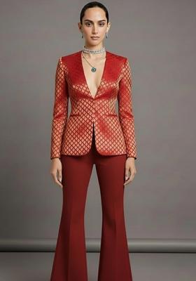 Red Brocade Fusion Set