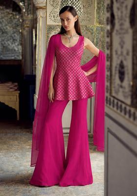 Rani Pink Brocade Sharara Set