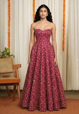 Rani Pink Jacquard Silk Blend Dress