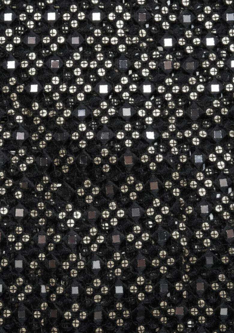 Black Sequin Embroidery Net Sharara Set - Indya