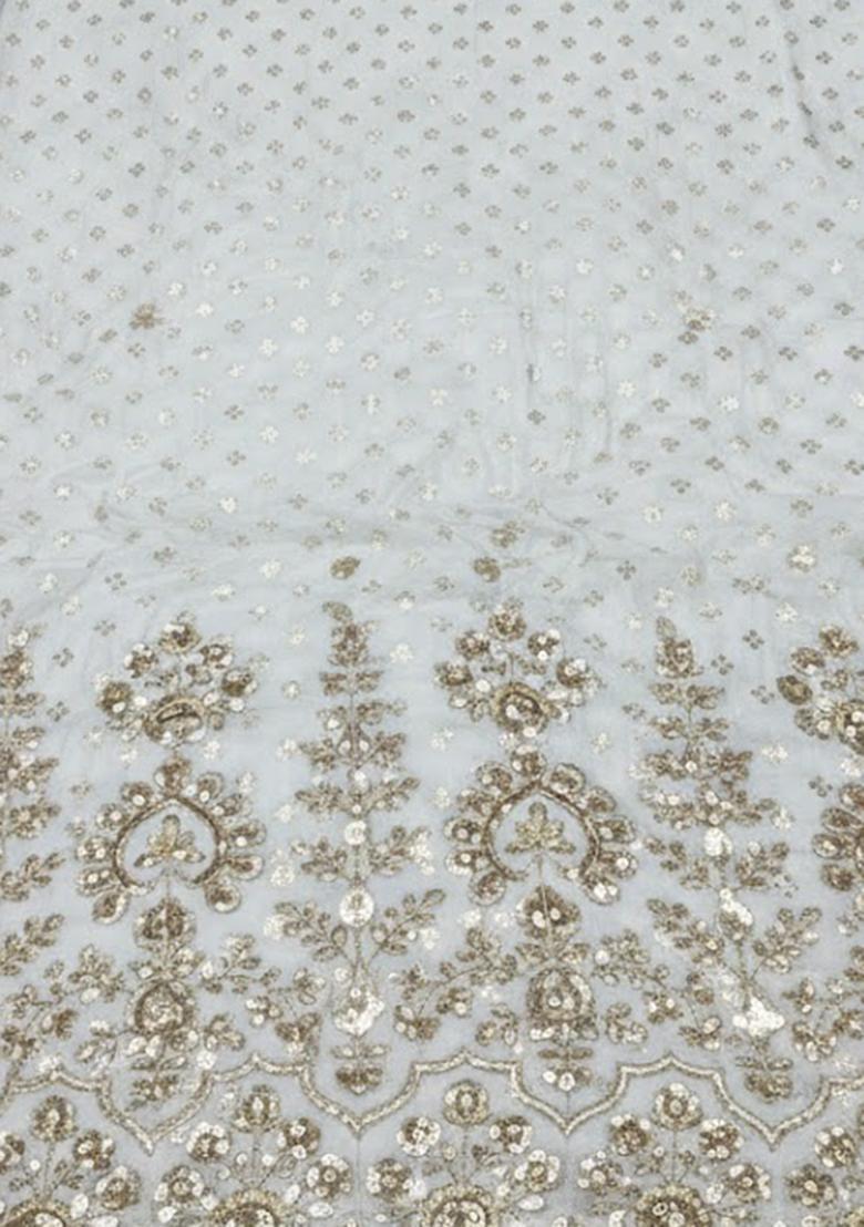 Off White Chinon Embroidered Sharara Set - Indya