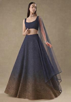 Black Tissue Soild Lehenga Set